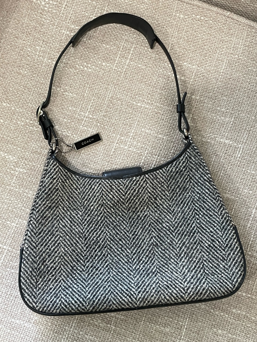Vintage Y2K Coach "Girlie" Collection Wool Herringbone Hobo Bag